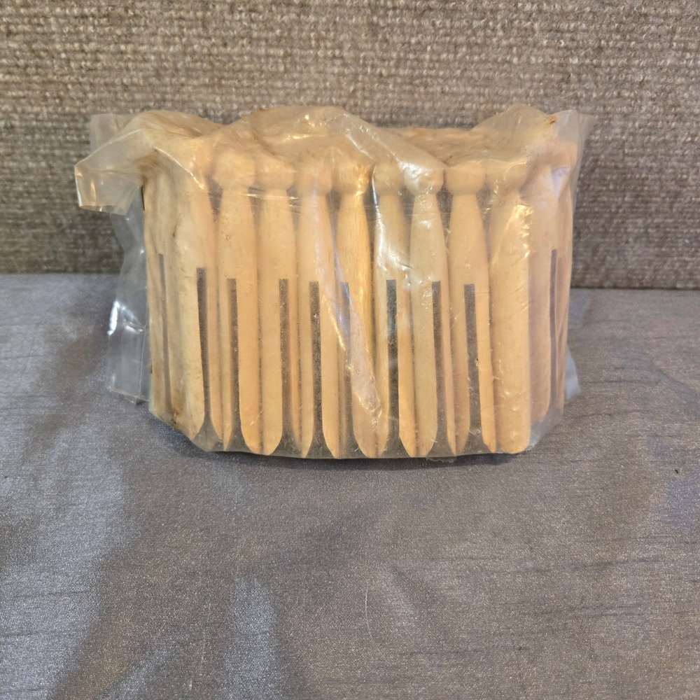 Vintage Style Wooden Round Head Clothespins Bulk 55 Pack Natural Wood Craft Pins